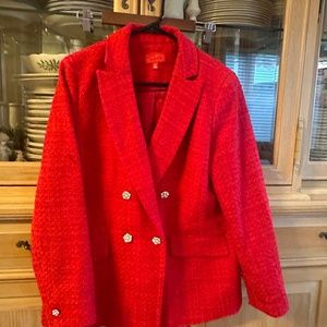 Talbots red blazer cotton polyester